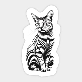 Cat Black and White Sticker